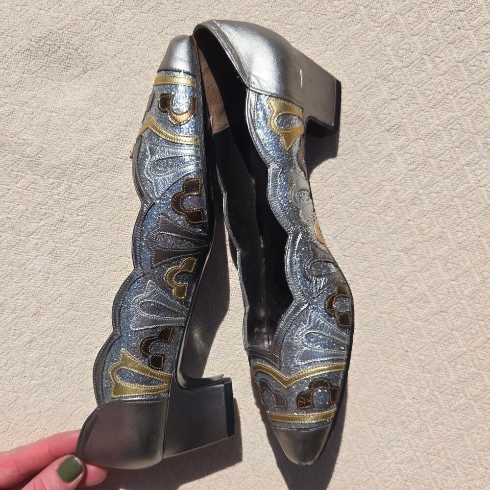 Vintage metallic silver disco cowgirl